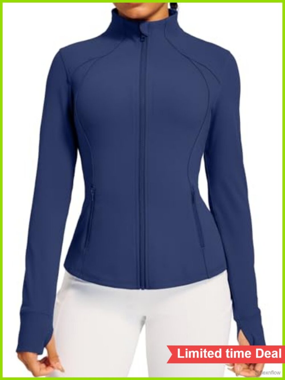 Women's Athletic Full Zip Track Jacket with Thumb Holes - Lightweight Workout